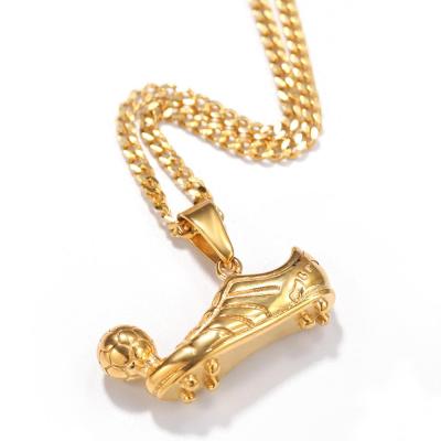 China Hiphop Casual/Sporty Popular Men's Body Jewelry Gold and Silver IP Plating Football Sneakers Pendant Necklace for sale