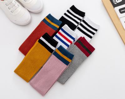 China Sporty Three bars student socks spring and summer solid color medium stockings for sale