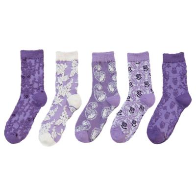 China Autumn and winter female embroidery tube socks academy wind slouch purple QUICK DRY socks for sale