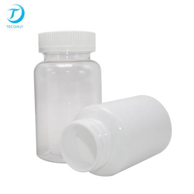 China PET 250ml Width Clear Mouth Packing Plastic Medicine Container Pill Packer Bottle With Child Resistance Cap for sale