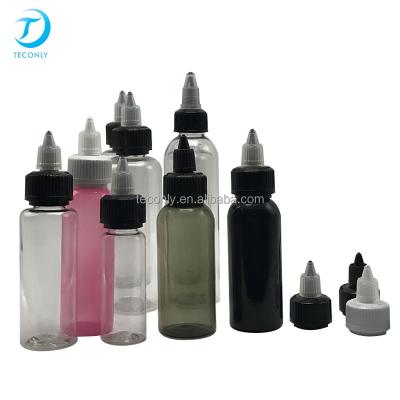 China Customized screw cap eliquid bottle dropper 60ml pet eliquid child safety bottle with screw lid for sale