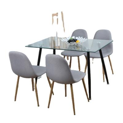 China Factory Bazhou Fancy Convertible Classic Design Transparent Glass 4 Seater Dining 6 Seater Dining Table Set for sale