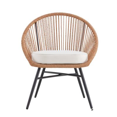 China Modern Design Nordic Modern Outdoor Lawn Lounger Patio Garden Rattan Rope Wicker Chair for sale