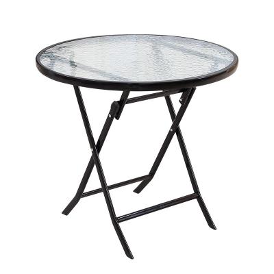 China Wholesale High Quality Foldable Furniture Outdoor Garden Folding Table Round Portable Glass Dining Tables for sale