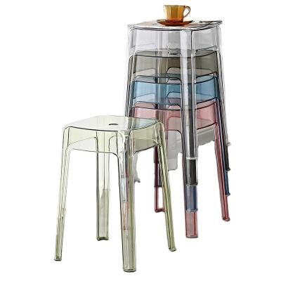 China Modern Stylish Acrylic Plastic Dining Room Furniture Stackable Bar Stool Design for sale