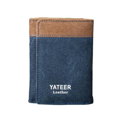 China Korean Retro Men's Canvas Waterproof Student Canvas Three Version Three Layers Large Capacity Cheap Wallet Short Wallet For Men for sale