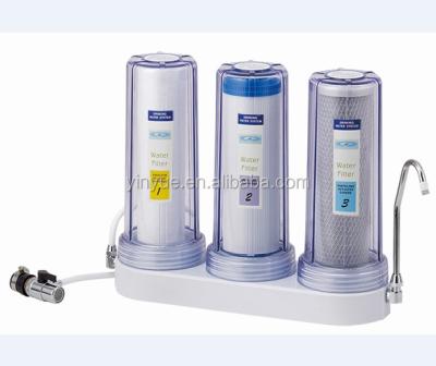 China 3 Stages Counter Top Water Purifier With Matel Connector PP Water Filter for sale