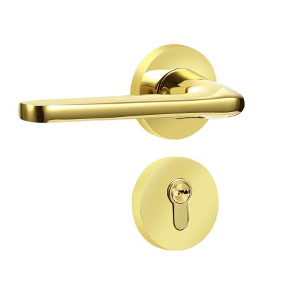 China Luxury American PVD Gold Stainless Steel Door Lock Style Bedroom Door Handle Lock Interior Door Handle Brass Lock for sale