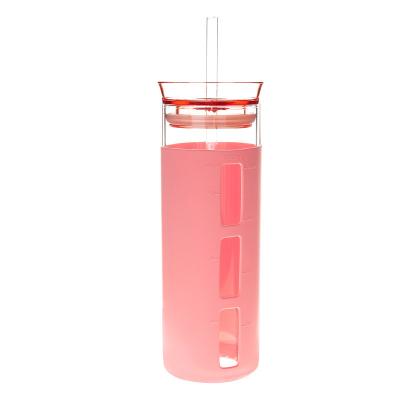 China 18.5oz Shatterproof Glass Travel Bottle , Borosilicate Water Bottle With Straw for sale