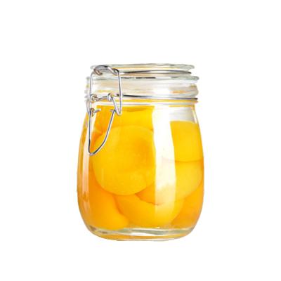 China Food Grade Glass Jam Jar Airtight Metal Clip Top For Storage / Preserving Honey for sale