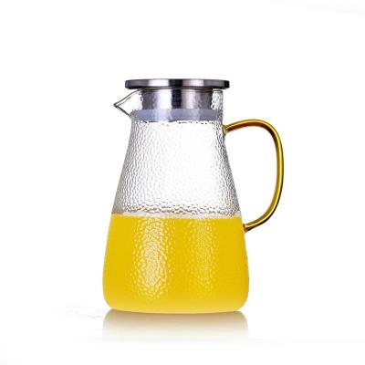 China Round Handle Glass Drink Pitcher , Insulated Heat Resistant Glass Pitcher With Lid for sale