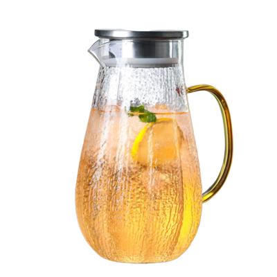 China Drip Free Glass Refrigerator Pitcher , Spill Proof Spout Carafe Water Bottle for sale