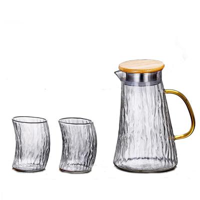 China Bark Texture Glass Serving Pitcher , Borosilicate Hot Water Carafe Set for sale