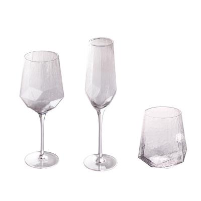 China Clear Crystal Wine Glasses Diamond Shaped Lead Free Goblet OEM Service for sale