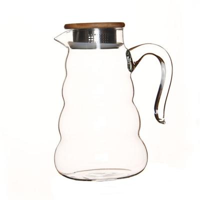 China Heat Resistant Glass Water Pitcher Juice Beverage Carafe With Lid Clear Color for sale