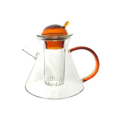 China Restaurant Borosilicate 500ml Heat Resistant Glass Teapot for sale