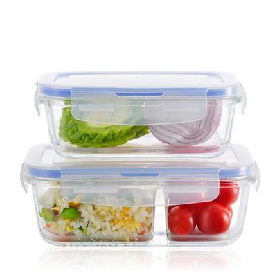 China Leak Proof 1000ml 0.8mm Borosilicate Glass Food Container for sale