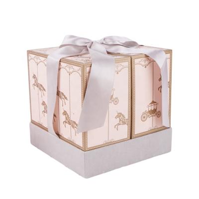 China Manufacturer Luxury Sweet Wedding Handmade Double Door Professional Packaging With Ribbon Bridesmaid Gift Box for sale