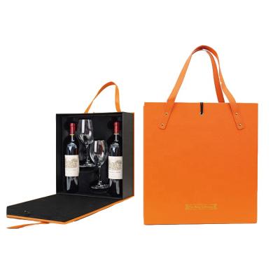 China Recyclable Cardboard Premium Sublimation Corrugated Wine Glasses Packaging Packaging Luxury Wine Gift Box for sale