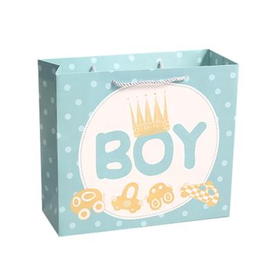 China Recyclable New Arrival Cartoon Gift Baby Clothes Kraft Paper With Your Own Logo Paper Bags for sale