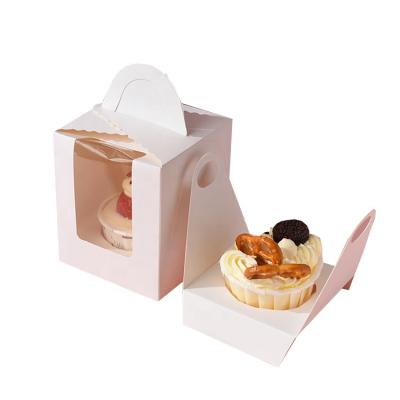 China Recyclable Transparent Acetate Window Handle Casement 1/2 Roll Mousse Custard Cupcake Tart Box for sale