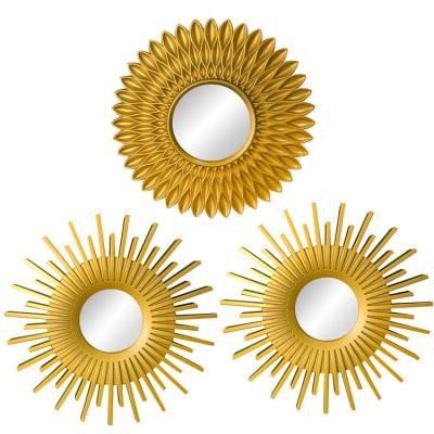 China Multi-Functional Modern Gold Round Mirror Wall Art Home Office Decoration for sale