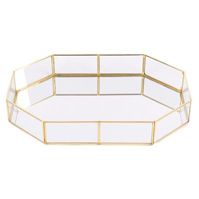 Cina Refined Oval Rectangle Glam Vanity Tray con accenti d'oro in vendita