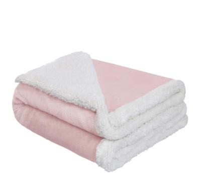 China PORTABLE wholesale solid pink super soft warm solid sherpa baby blanket for sale