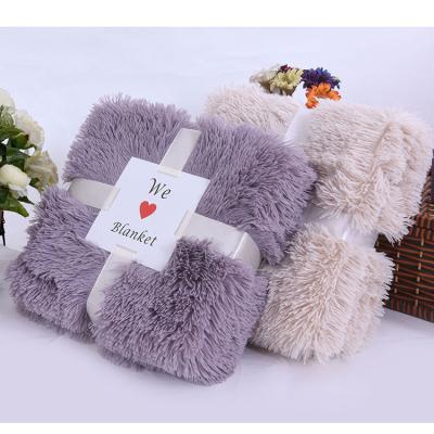 China Best Manufacturer Luxury Super Soft Fluffy Plush Winter Solid Faux Polyester Anti-pilling Solid Fur Blanket for sale