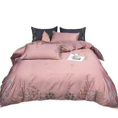 China Aoyatex Anti-Static Cotton Embroidery 4 Pcs Luxury Wedding Bedding Set 100% for sale