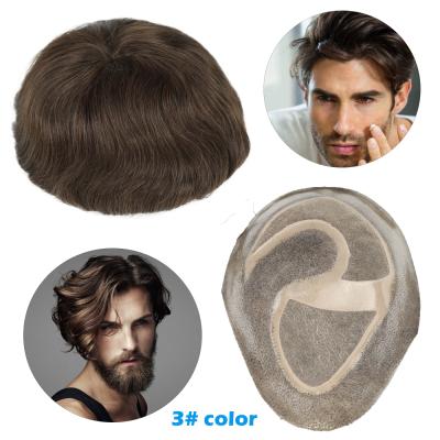 China 100% Virgin Hair 18# 720# 3# Color Wig Replacement System Hair For Male Lace With Npu Men'S Durable SIA Base Men Toupee Lace Wig for sale