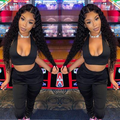 China Indian Hair Kinky Curly Front Closure Human Hair Lace Front Wig Spring Curl 26 Inch Deep Wave 13x4 HD Loose Curly Full Lace Wig for sale