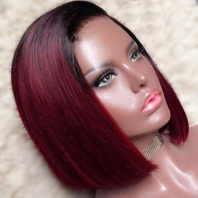 China Full Lace Front Wig Short Bob Lace Front Human Hair Remy T Piece Brazilian Straight Human Hair 40 Inches for sale