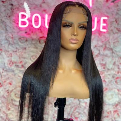 China Silky Straight Wave Pre Plucked With Baby Hair Lace Front Wigs 9A Brazilian Straight Virgin Hair 13x4 Lace Frontal Wigs For Black Women for sale