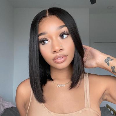 China Short Straight Bob Lacefront Wigs Human Hair 13x4 Lace Front Wigs 150% Density Pre Plucked With Baby Hair Wigs For Black Women for sale