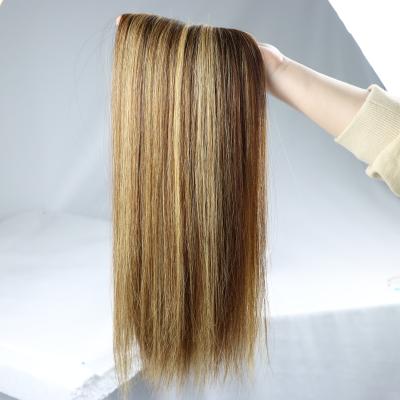 China Silky Straight 613 Blonde Hand Tied Hair Highlight Color Weft Clip In Remy Real Russian Hair Extensions for sale