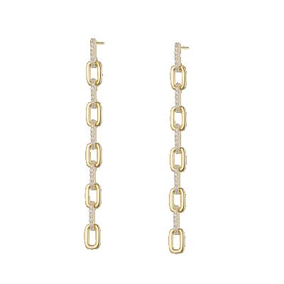 China FASHIONABLE Link Earring Long Chain Earrings Gold Plated Silver Jewelry 925 Earring for sale