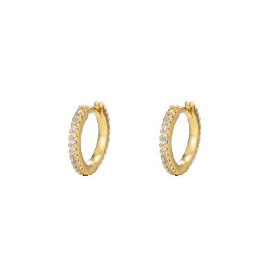 China TRENDY 925 Sterling Silver 18K Gold Plating Zirconia Circle Earrings for sale