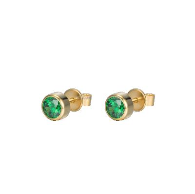 China TRENDY 5A CZ Stud 18K Gold Plated Sterling Silver 925 Earring for sale