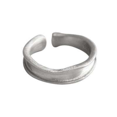 China Sterling Silver Brushed Finish Simple FASHIONABLE Matte Women Rings Irregular for sale