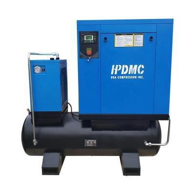 China OIL-LESS Silent Screw Compressor Portable Air Tank Mounted Screw Air Compressors for sale