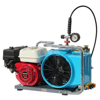 China DMC lubricated gasoline 225bar 300bar 330bar high pressure air compressor driven by two outlets for diving to breathe for sale