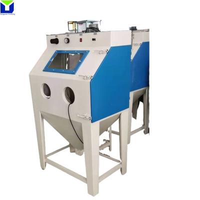 China Metal / Plastic Dry Suction Type Sand Blast Machine With Turntable And Trolley for sale