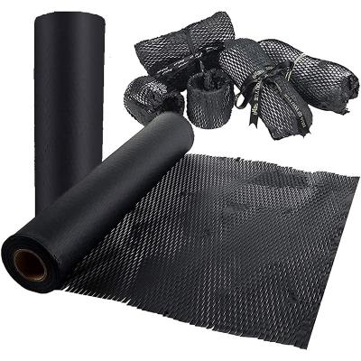 China Biodegradable High Quality Biodegradable Paper Honeycomb Wrap 38cm*50m Black Dispenser Honeycomb Wrapping Paper for sale