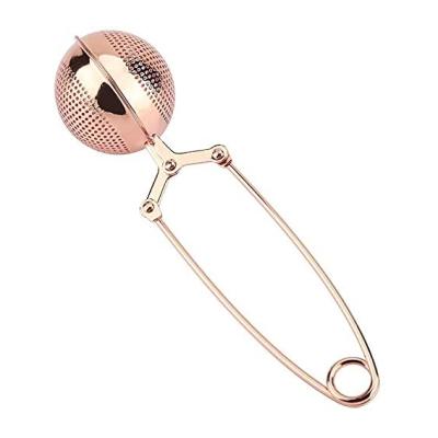 China Viable Instant Tea Ball Strainer with Handle Rose Gold Tea Filter Tea Infuser for Cups Glass Teapot Jug for sale