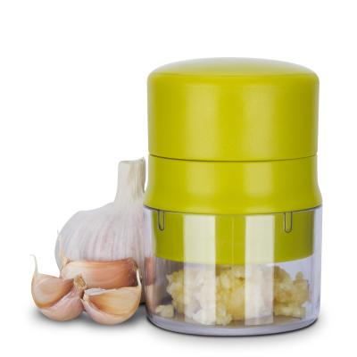 China Viable Plastic Transparent 3-Piece Mini Garlic Grinder Kitchen Gadget Garlic Mill Bottle Set for sale