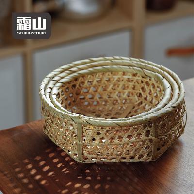 China SHIMOYAMA Viable 3 Pack Natural Bamboo Woven Fruit Vegetables Serving Basket for sale