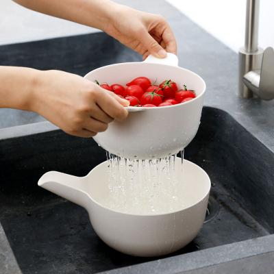 China SHIMOYAMA Stocked Wholesale 2-in-1 Kitchen Colander/Filter Set Double-Layer Rotating Drain Basin and Basket for sale