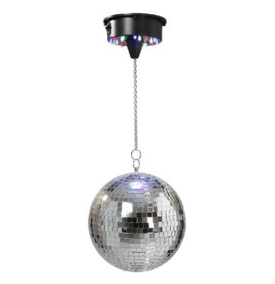 China Plastic Party Set 8 or 12 Inch Disco Mirror Ball with Battery LED Motor for Light Effect Home Party Decoration for sale