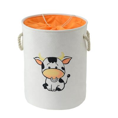 China Viable Cute Cartoon Kids Canvas Storage Basket Toys And Clothes Storage Basket for sale